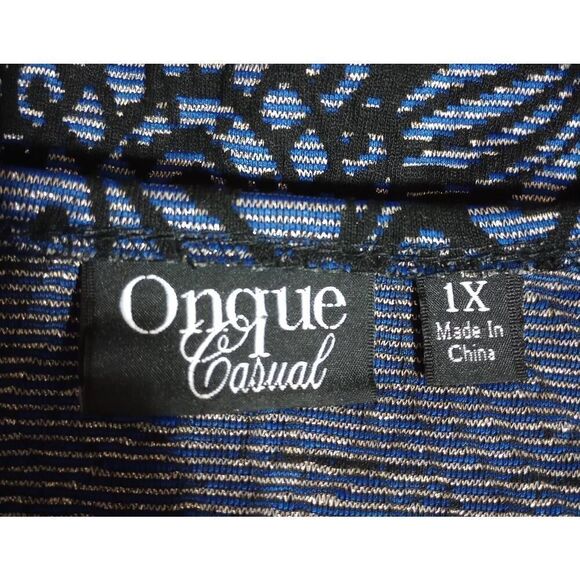 Onque Shirt Ladies 1x Long Sleeve Blue‎ Black Stretch - Picture 5 of 7